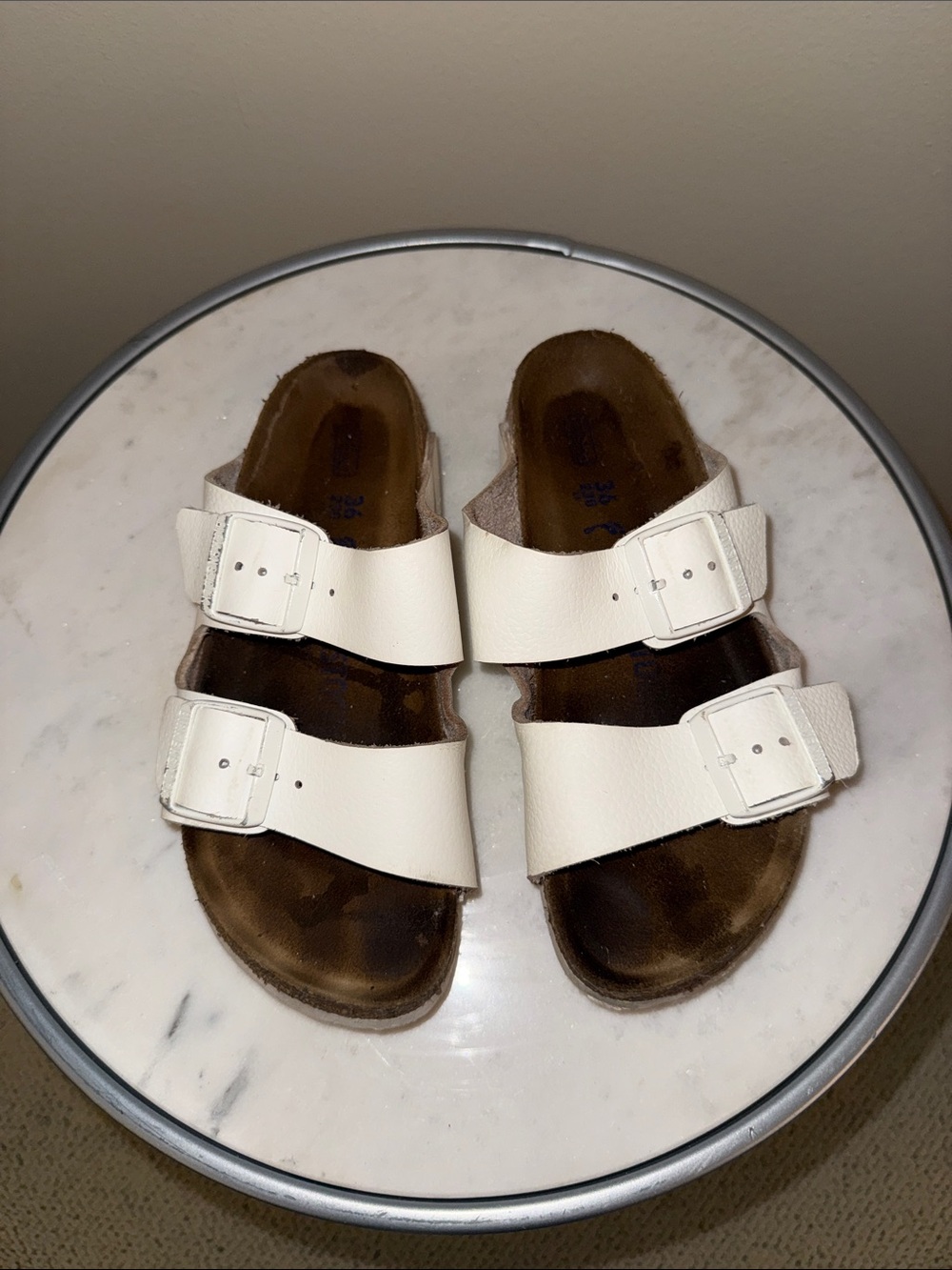 Birkenstock White Two-Buckle Arizona Sandals - Women's